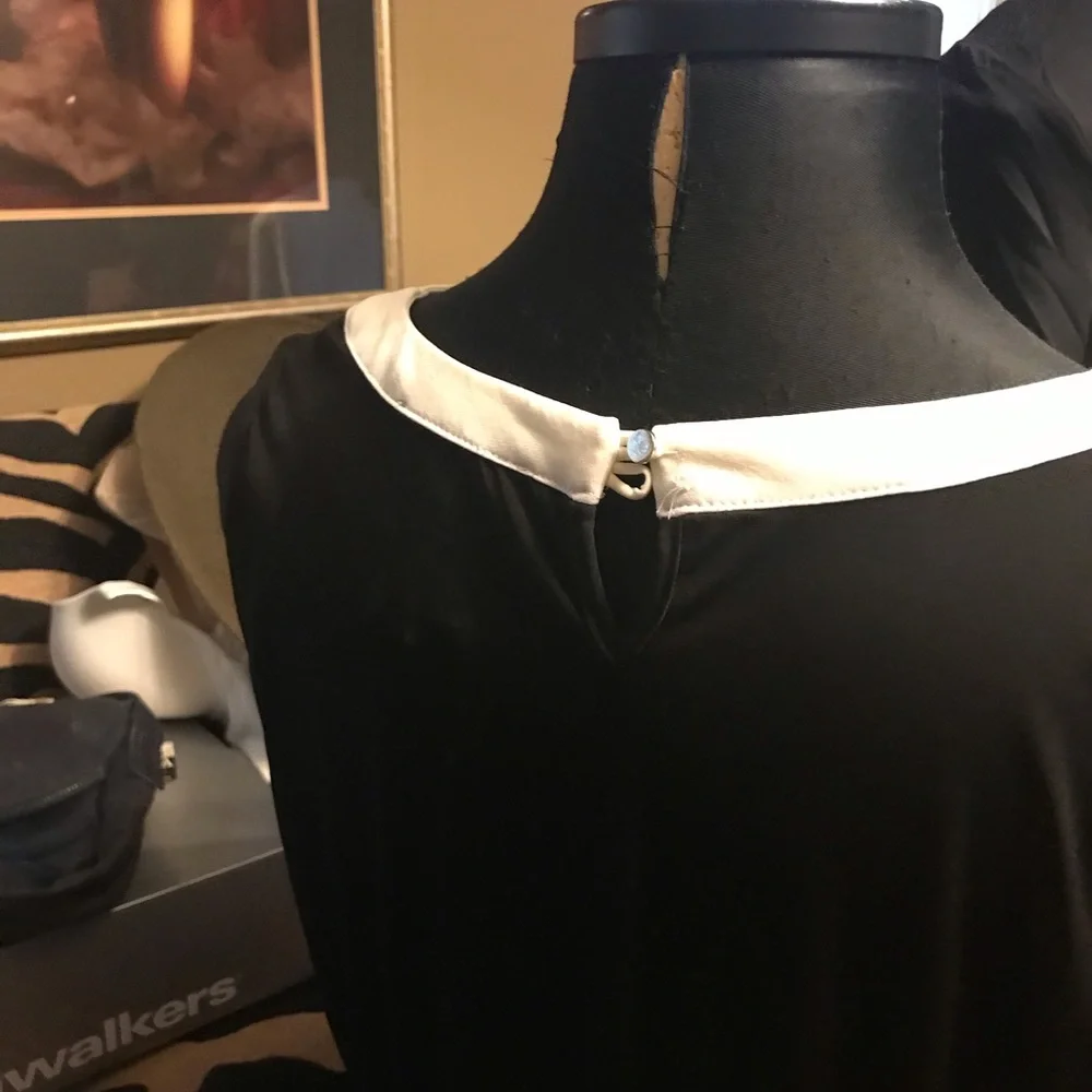 NY Collection Black Jumpsuit with White Trim